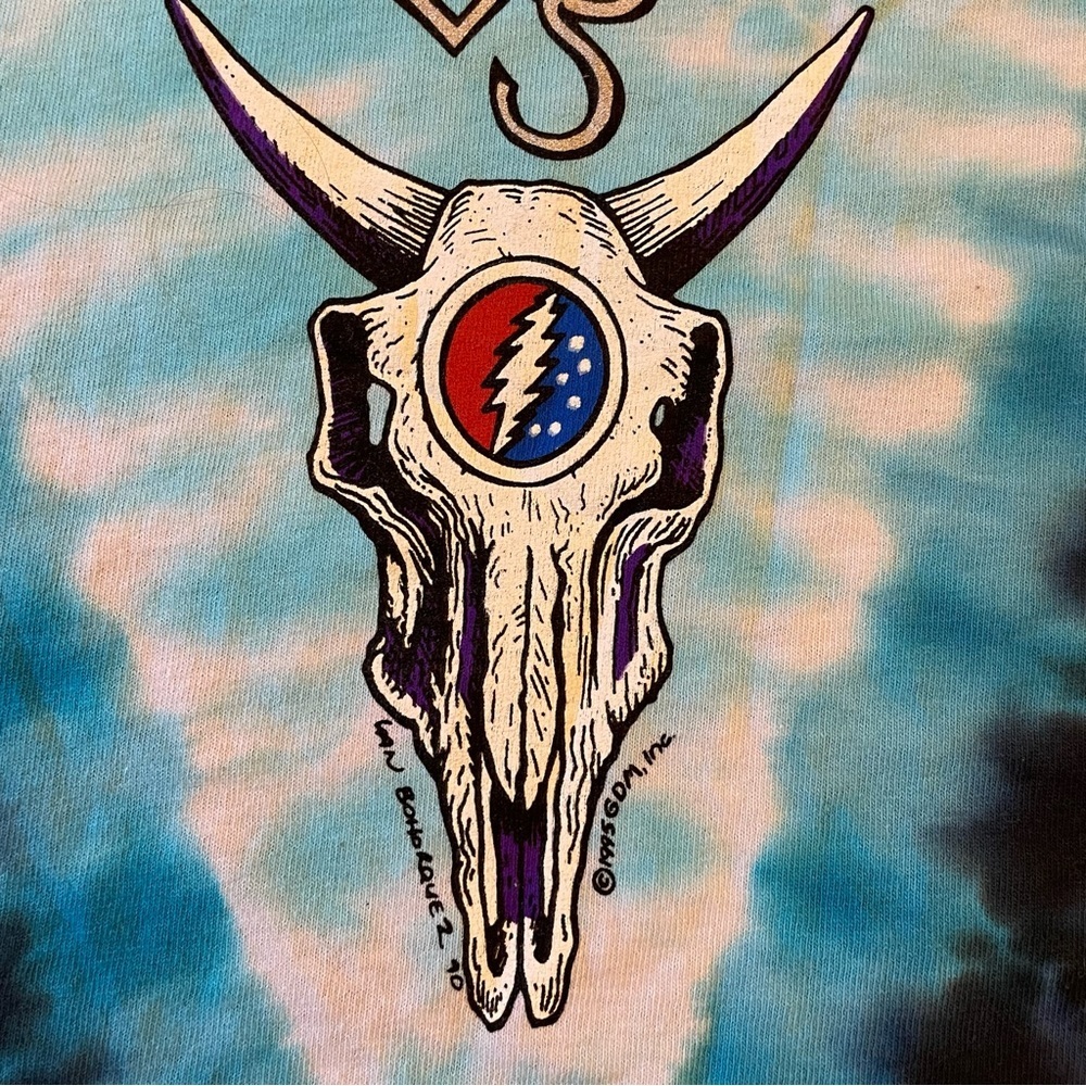 Grateful Dead M Liquid Blue In The Midnight Hour New Years Eve Tie Dye LS Tee - Picture 7 of 15